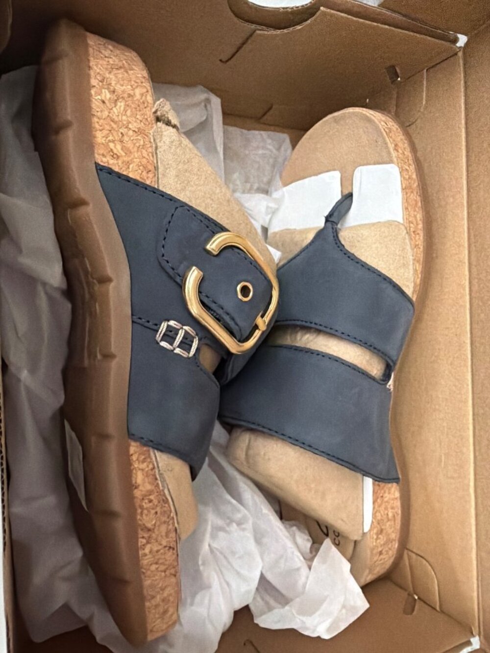 Clarks Raleigh Park Navy Nubuck Leather Women's Sandals Size 8M - Picture 2 of 10